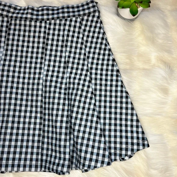 NWT Free People | Honey Blue Multi Gingham Pleated Skater Mini Skirt 10 - Picture 13 of 16